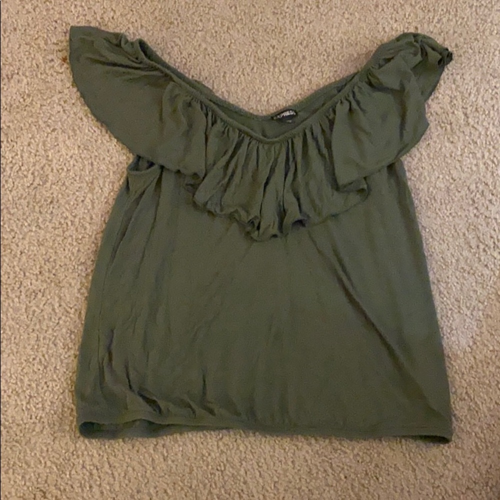 Express Green Ruffle Top